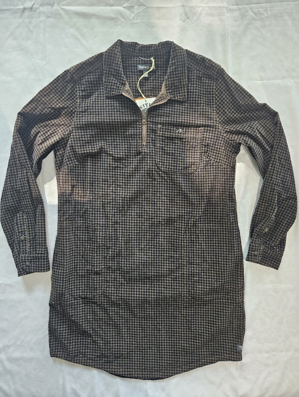 Toad & Co Womens L Cruiser Cord Popover Dress Brown Corduroy Long Sleeve Pockets